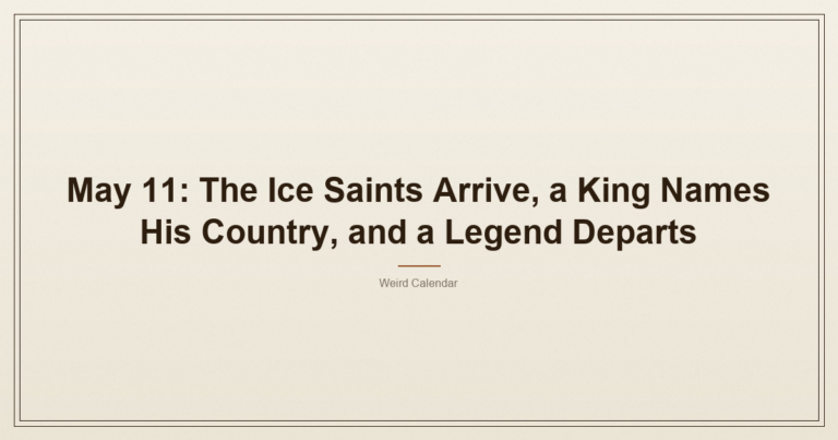 May 11: The Ice Saints Arrive, A King Names His Country, And A Legend Departs