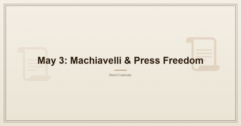 May 3: Machiavelli, the Constitution Nobody Remembers, and the Day We Agreed the Press Should Be Free — featured image